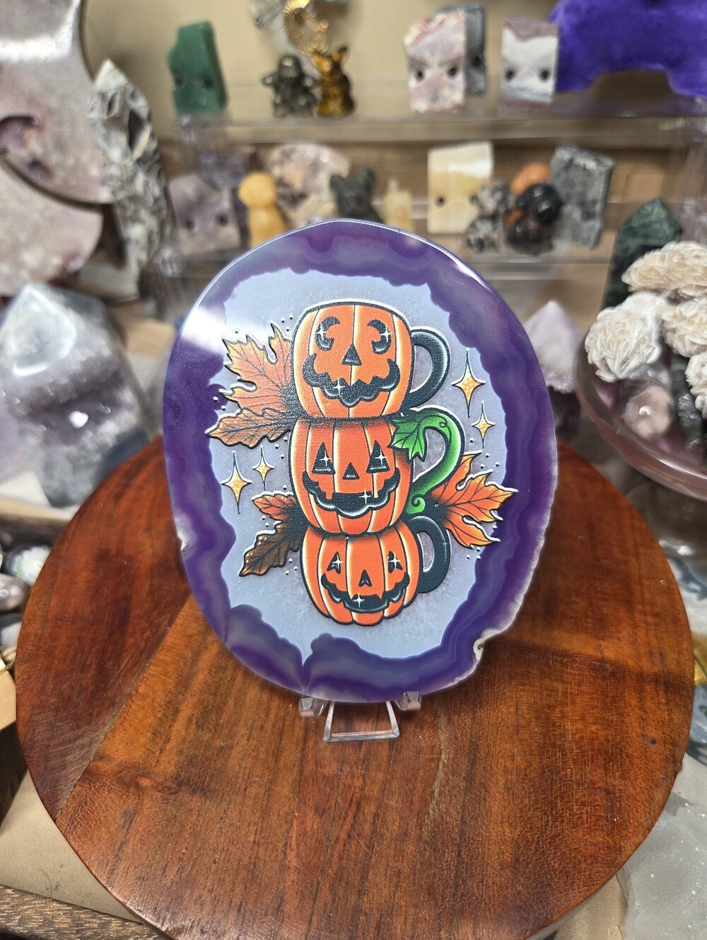 Agate Disc ( Jackolantern Halloween )  4 X 4  (Harmony)